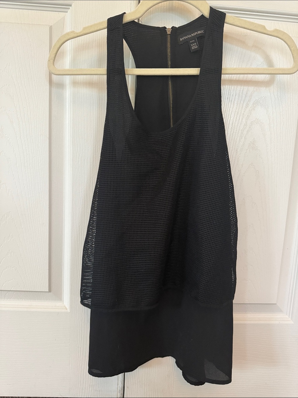 Banana Republic Black Layered Mesh Racerback Tank